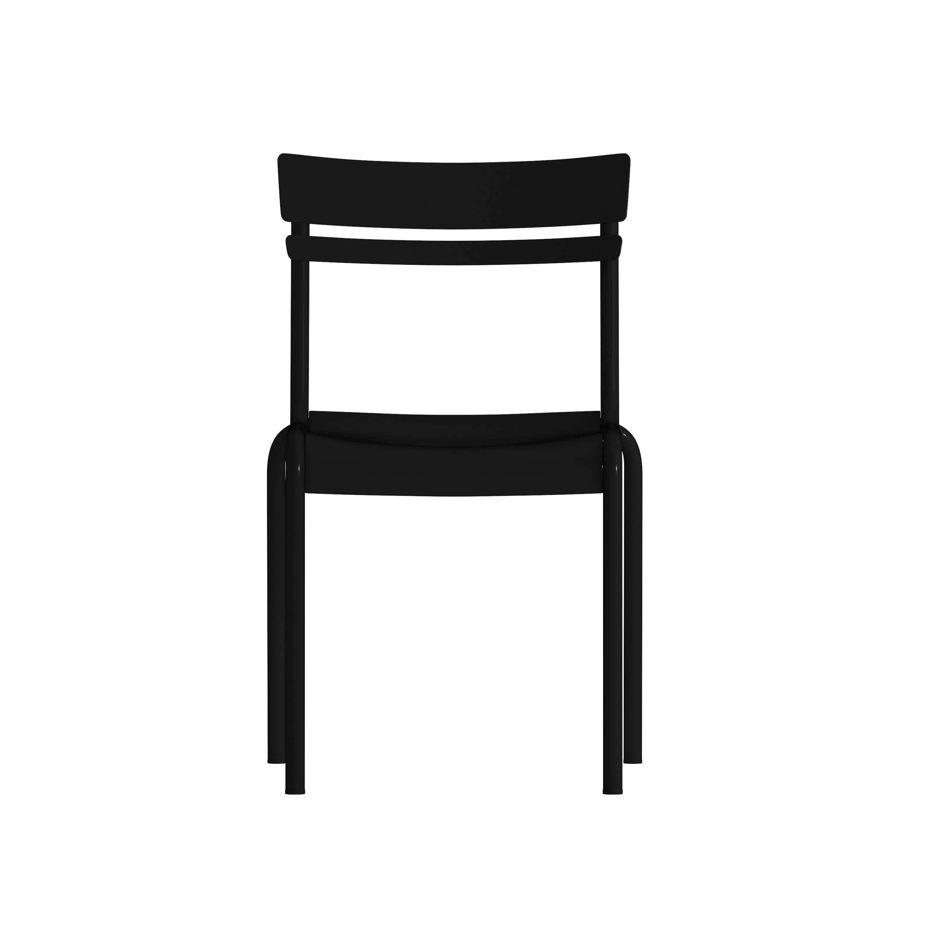 Alt View 10. Emma + Oliver - Rennes Armless Powder Coated Steel Stacking Dining Chair with 2 Slat Back for Indoor-Outdoor Use - Black.