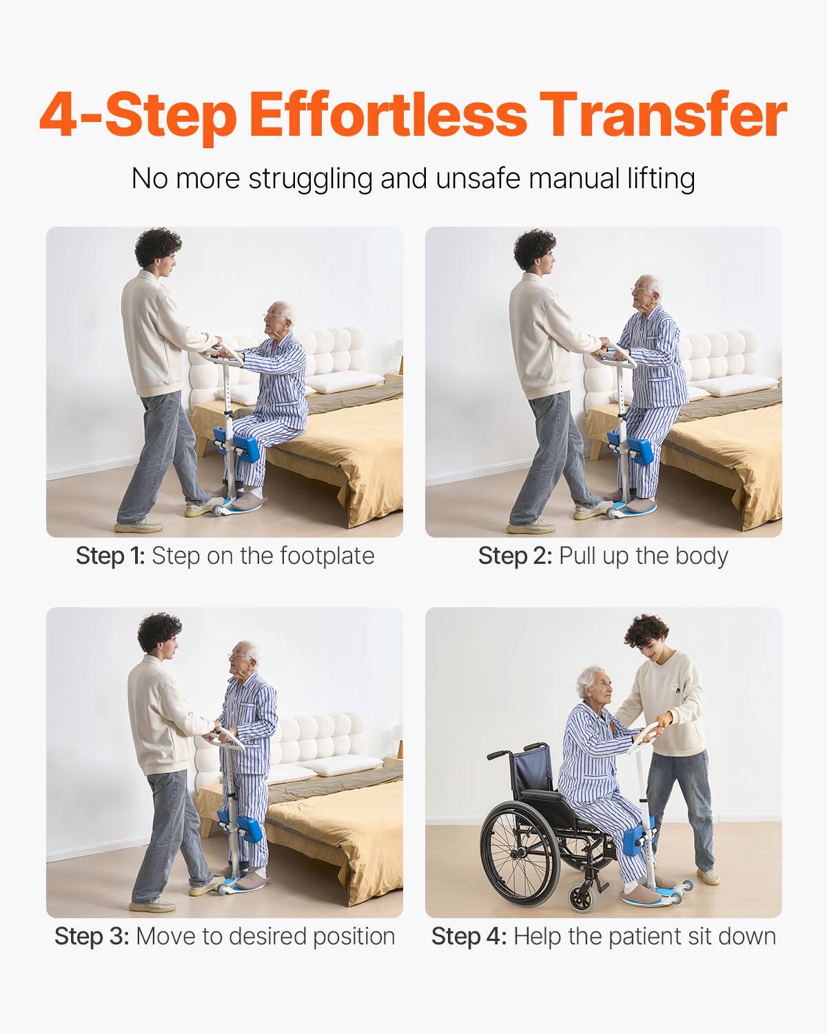 VEVOR Sit to Stand Lift for Elderly with 360° Swivel Turner