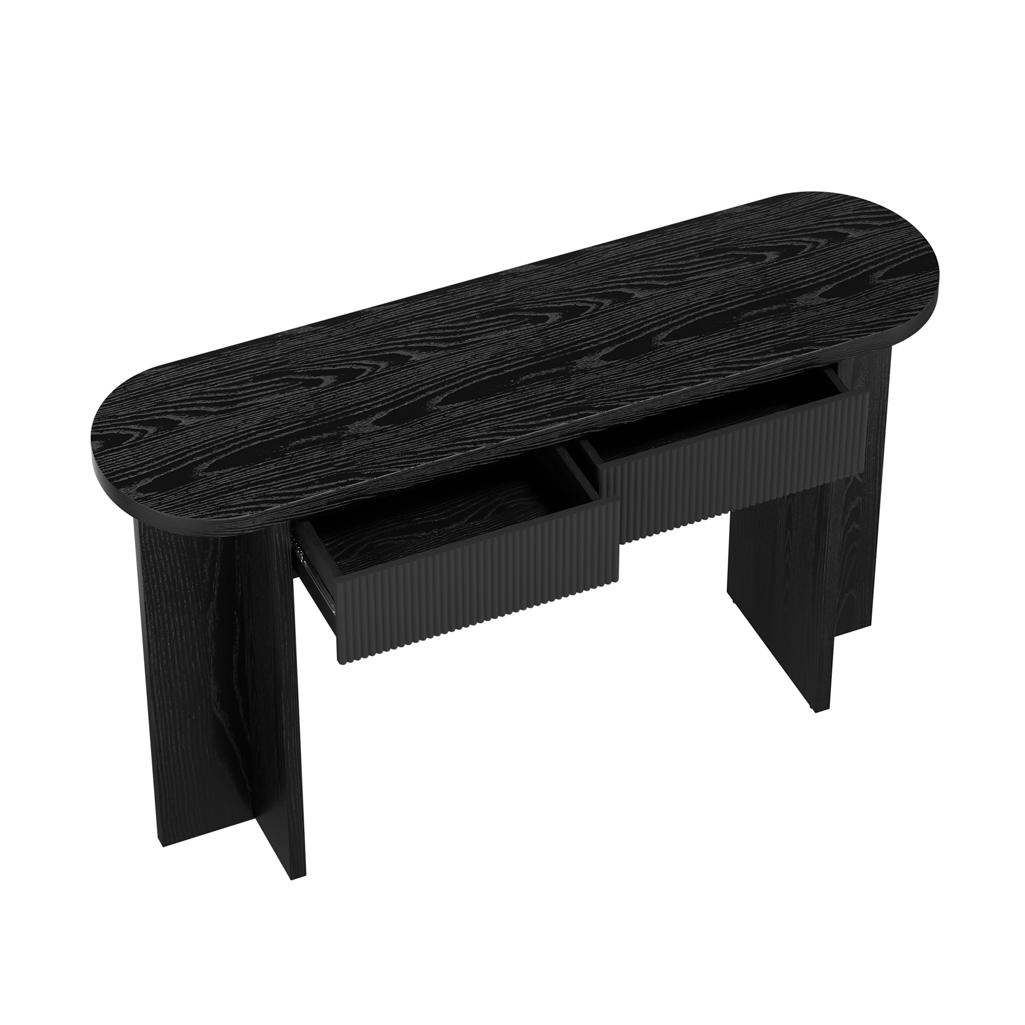 Alt View 1. Whisen - 55-Inch Console Table with 2 Drawers, Modern Fluted Entryway Table for Hallway Living Room-Black - Black.