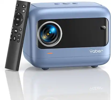 Front. Yaber - E1 Mini Portable Projector 1080P with 5G WiFi Bluetooth 5.2, Movie Projector - BLUE.