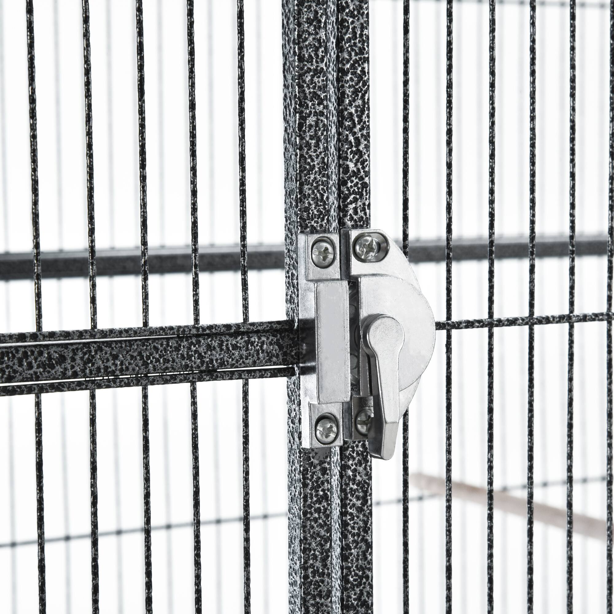 Alt View 7. Pawhut - 30" Rolling Metal Bird Cage Feeder with Detachable Rolling Stand, Storage Shelf - Black and Gray.