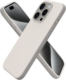 Ornarto - Compatible with iPhone 15 Pro Case 6.1", Slim Liquid Silicone Full Covered Protective Cover - Stone Gray