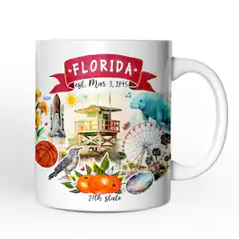 OrnamentallyYou - Artistic Florida State Themes and Landmarks Mug - White