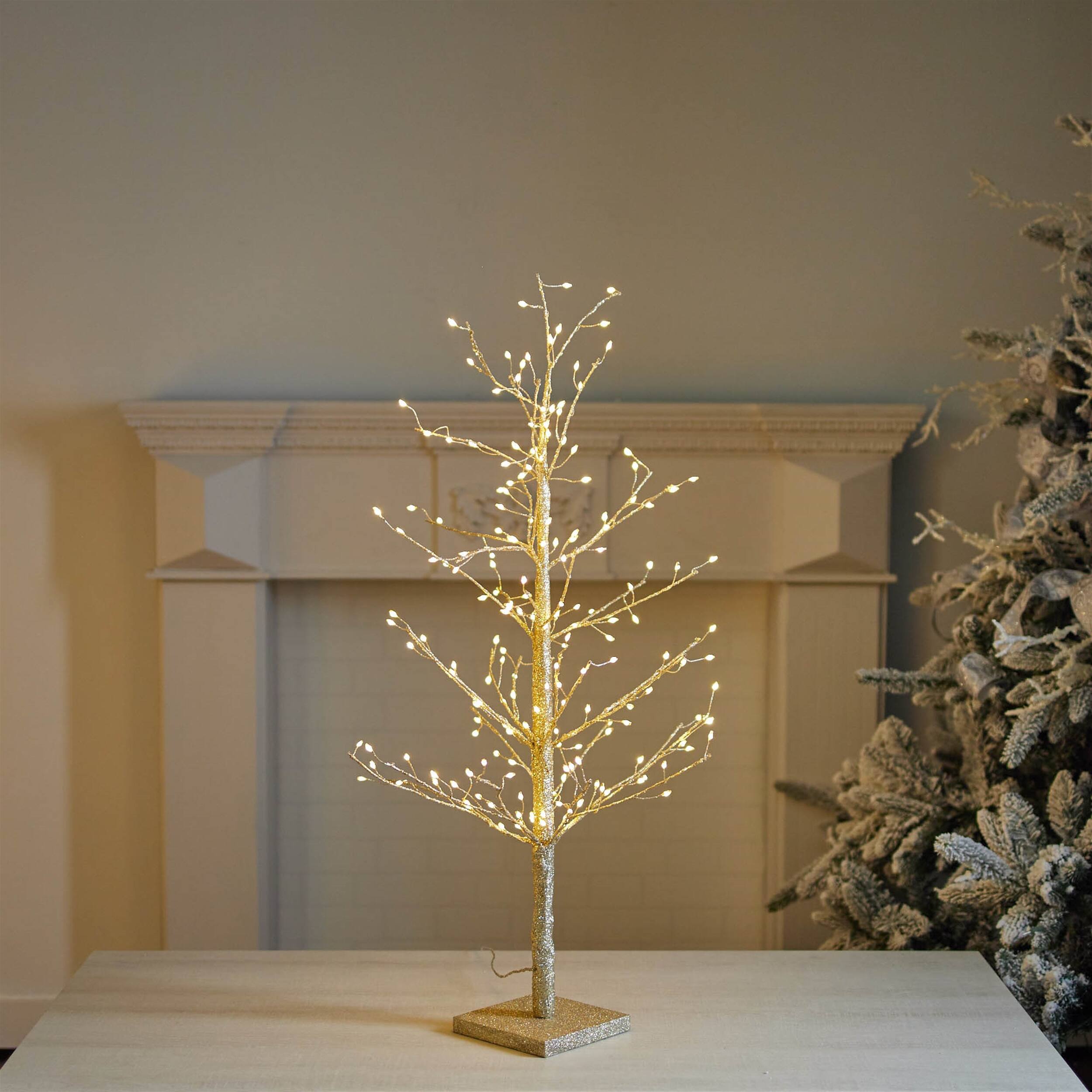 Angle. BreeBe - Gold LED Twig Tree 36"H - Gold.
