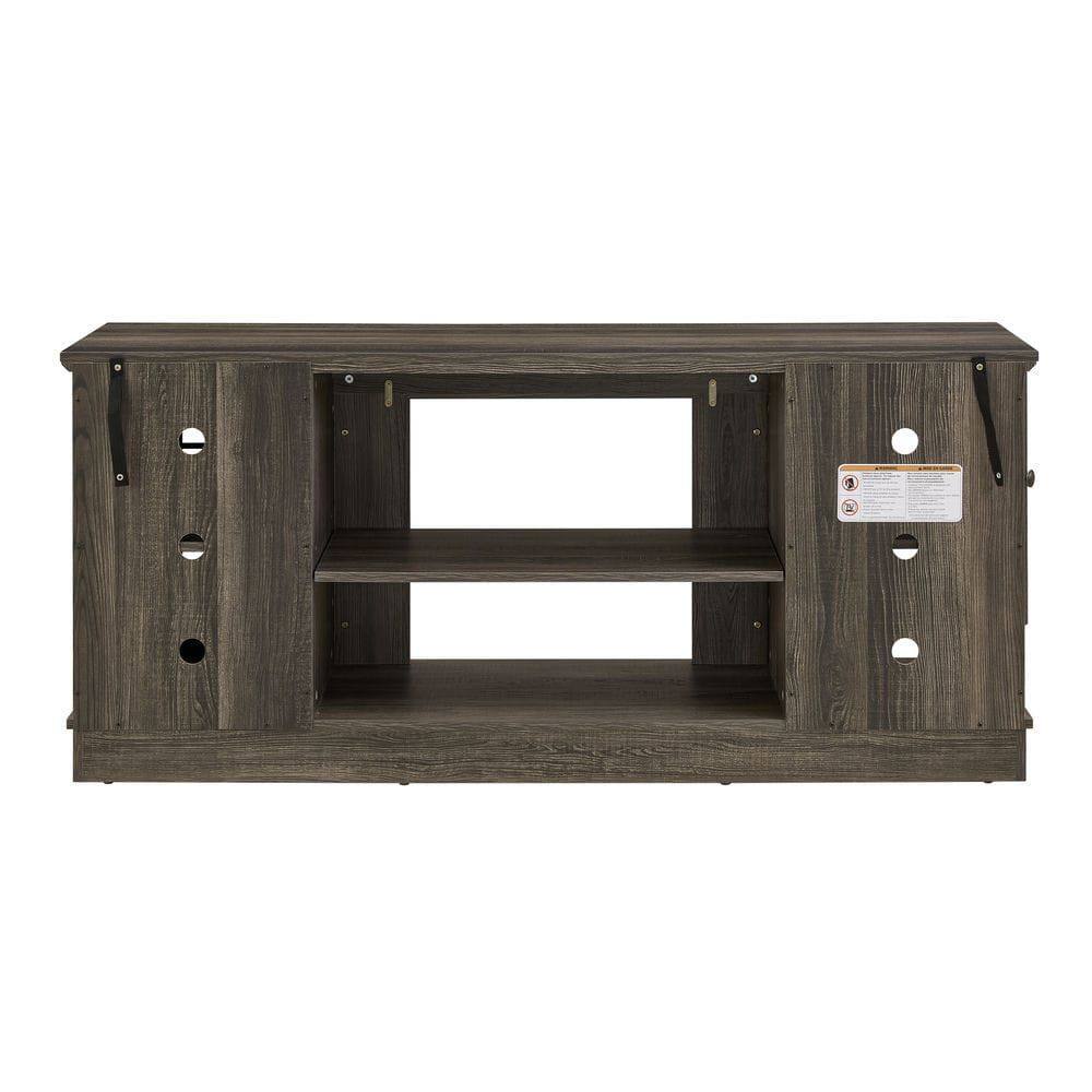 Alt View 4. Kadyn - 58-Inch Faux Stone Media Console with 2 Storage Doors - Gray - Gray.