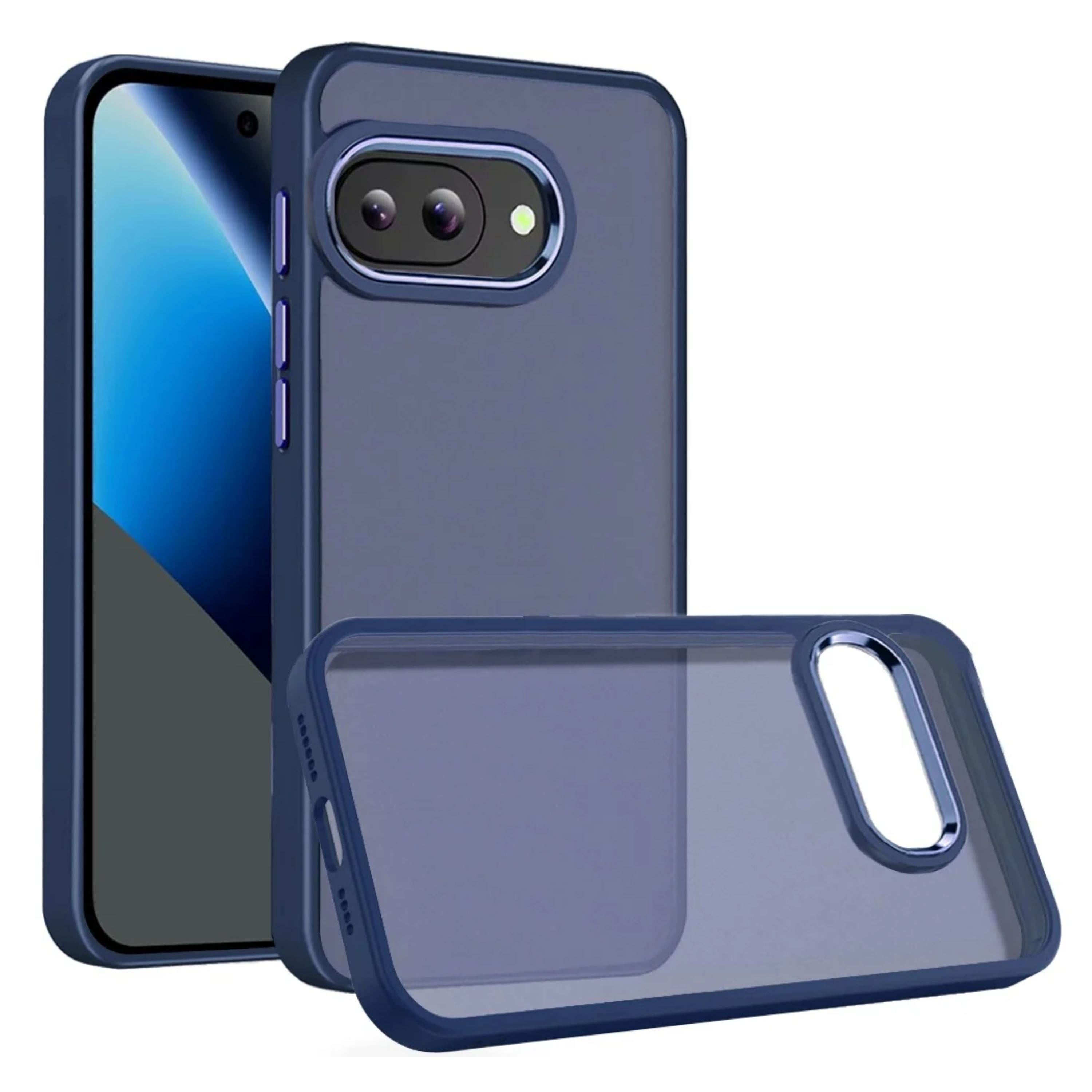 Kitcheniva - Smooth Thick Acrylic Phone Case With Metal Button Tempered Glass For Google Pixel 10a - Dark Blue price history on PriceWatchPro