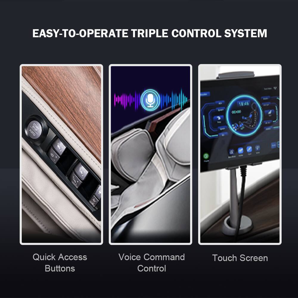 EASY-TO-OPERATE TRIPLE CONTROL SYSTEM Quick Access Buttons Voice Command Control Touch Screen