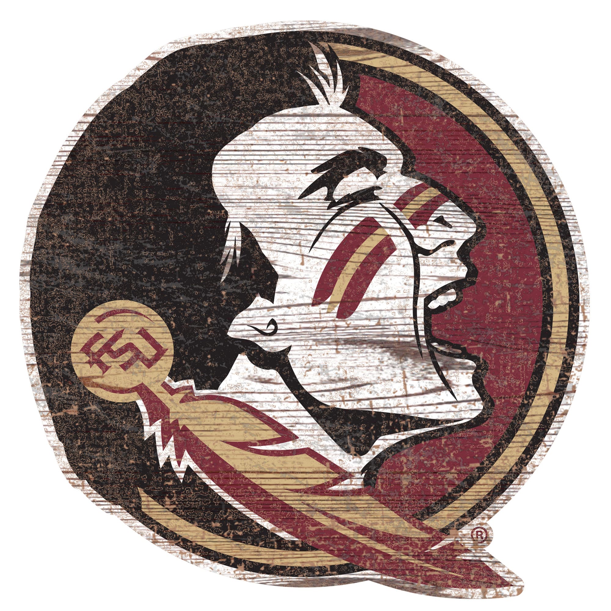 Front. Fan Creations - Florida State Seminoles Distressed Logo Cutout Sign - Multicolor.