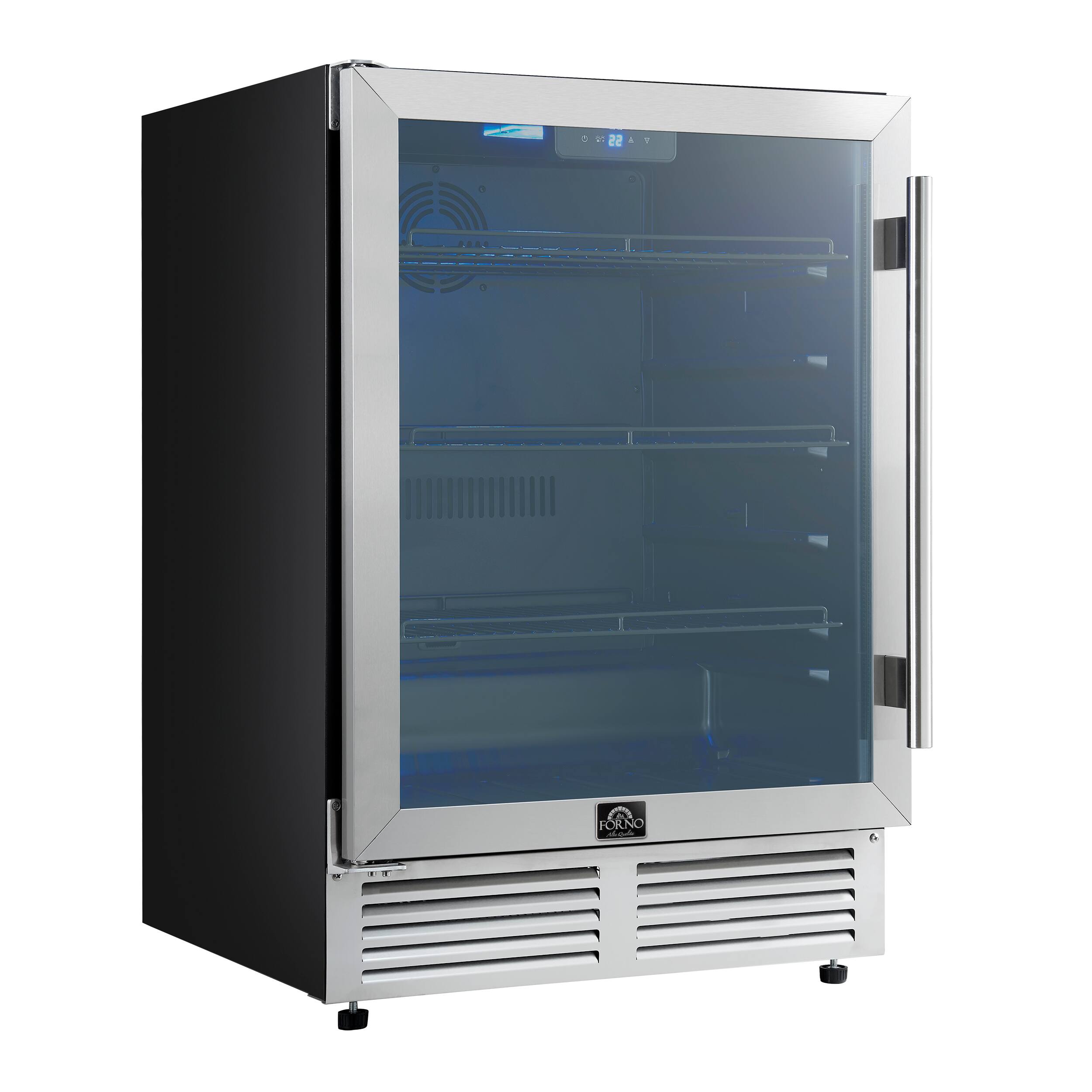 Left. Forno Appliances - Frescolino 188-Can Convertible 4.8 Cu. Ft. 24" Wine Cooler - Stainless steel.