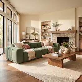 Ropilly - Extra Large Corduroy Sofa, Sofa in a Box, Green 3 Seater Upholstered Sofa with 2 Pillows - Green