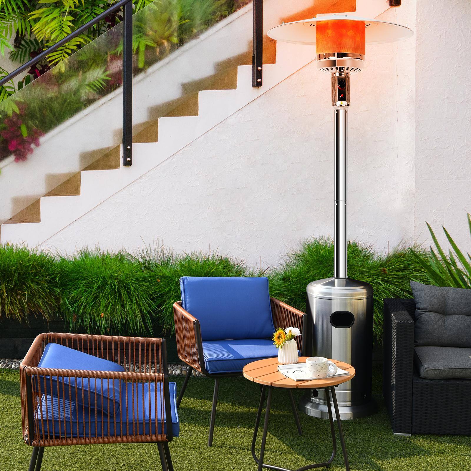 Alt View 3. Costway - Costway 47476 BTU Propane Patio Heater Standing Steel with Wheels - Silver.