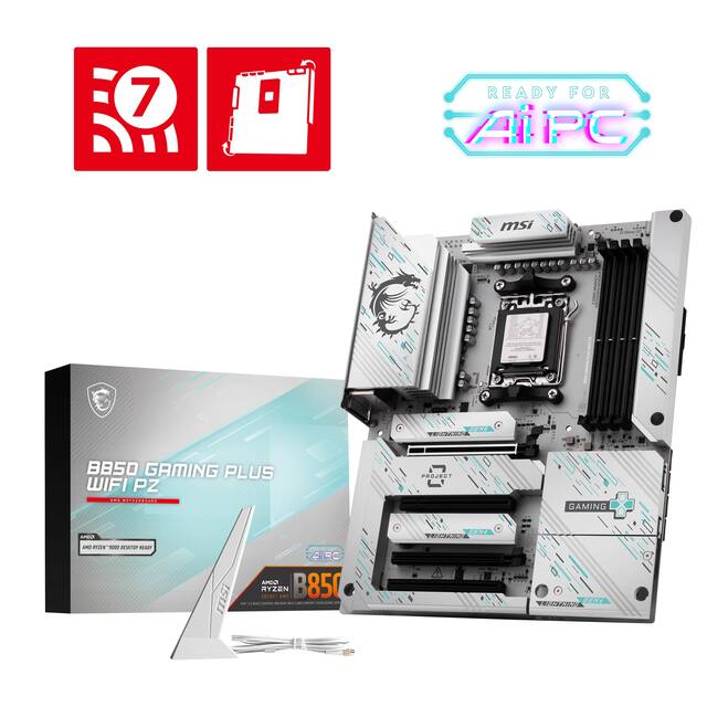 MSI - B850 GAMING PLUS WIFI PZ (Socket AM5) AMD B850 ATX DDR5 Wi-Fi 7 Motherboard - Gray White/Matt