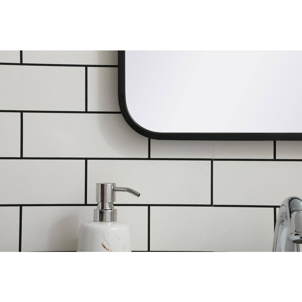 Alt View 3. Elegant Decor - Soft corner metal rectangular mirror 18x36 inch in Black - Black.
