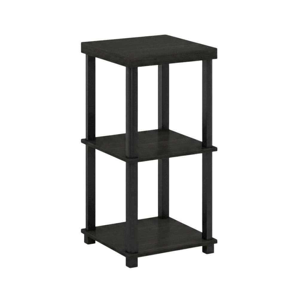 Back. FurniFact - FurniFact End Side Table, Open Shelf, Quality Build - Espresso - Espresso/Black.