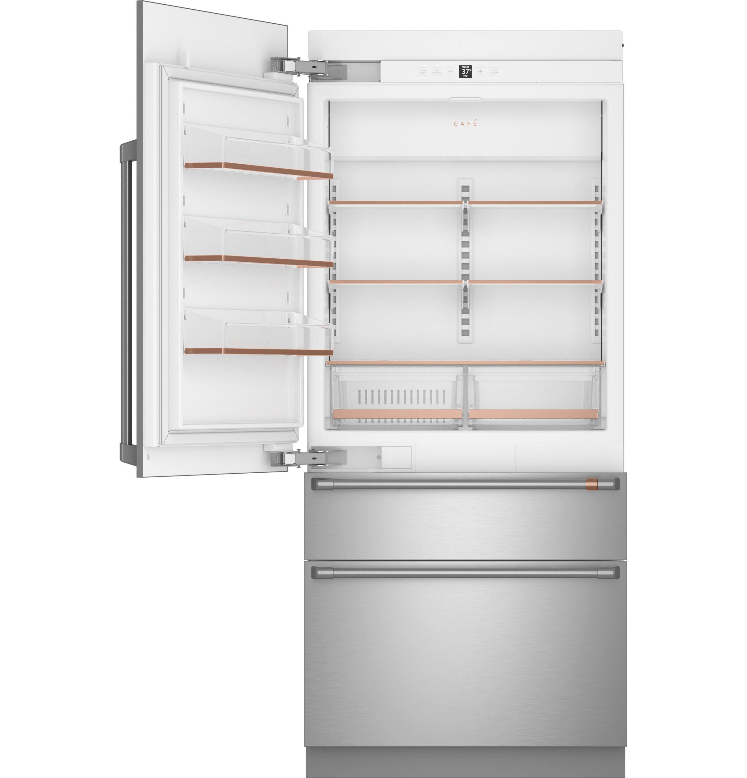 Alt View 32. Café - 36 in. Wide 20.1 Cu. Ft. Smart Integrated Bottom-Freezer Built-In Counter-Depth Refrigerator - Left Swing - Custom Panel Ready.