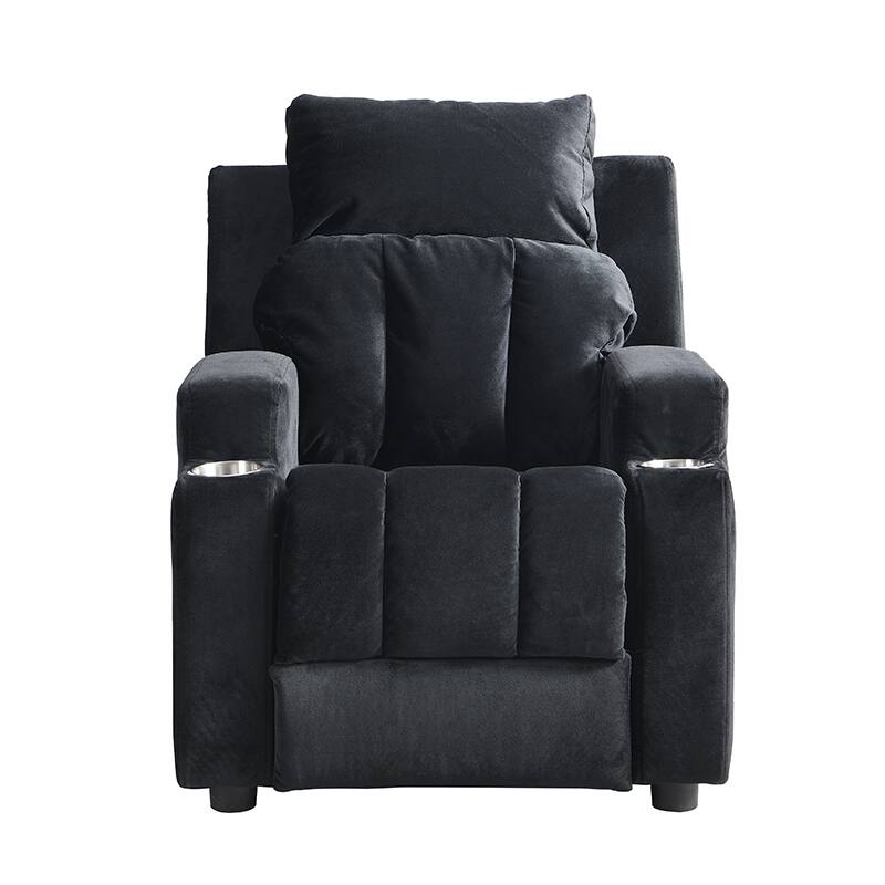 Alt View 1. GOODSILO - Kids Recliner Chair with Cup Holders, Footrest & Headrest - Upholstered Toddler Couch - Black.