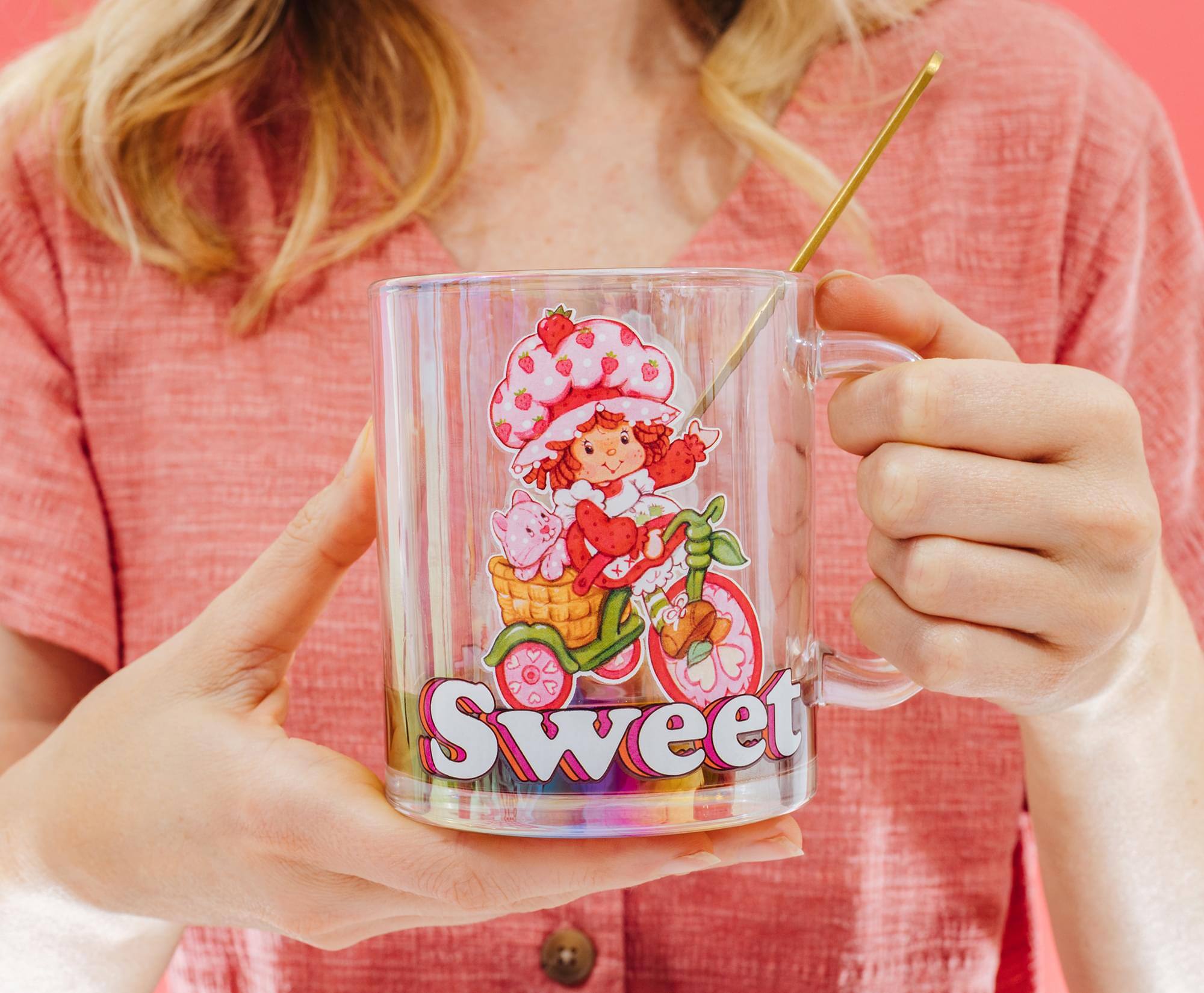 Alt View 5. Silver Buffalo - Strawberry Shortcake "Sweet" Glass Mug | Holds 18 Ounces - Pink.