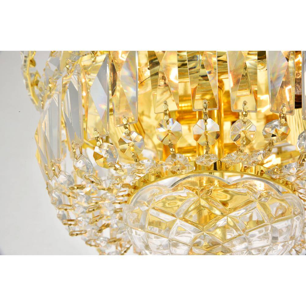 Left. Elegant Lighting - Tranquil 4 light Gold Flush Mount Clear Royal Cut Crystal - Gold.