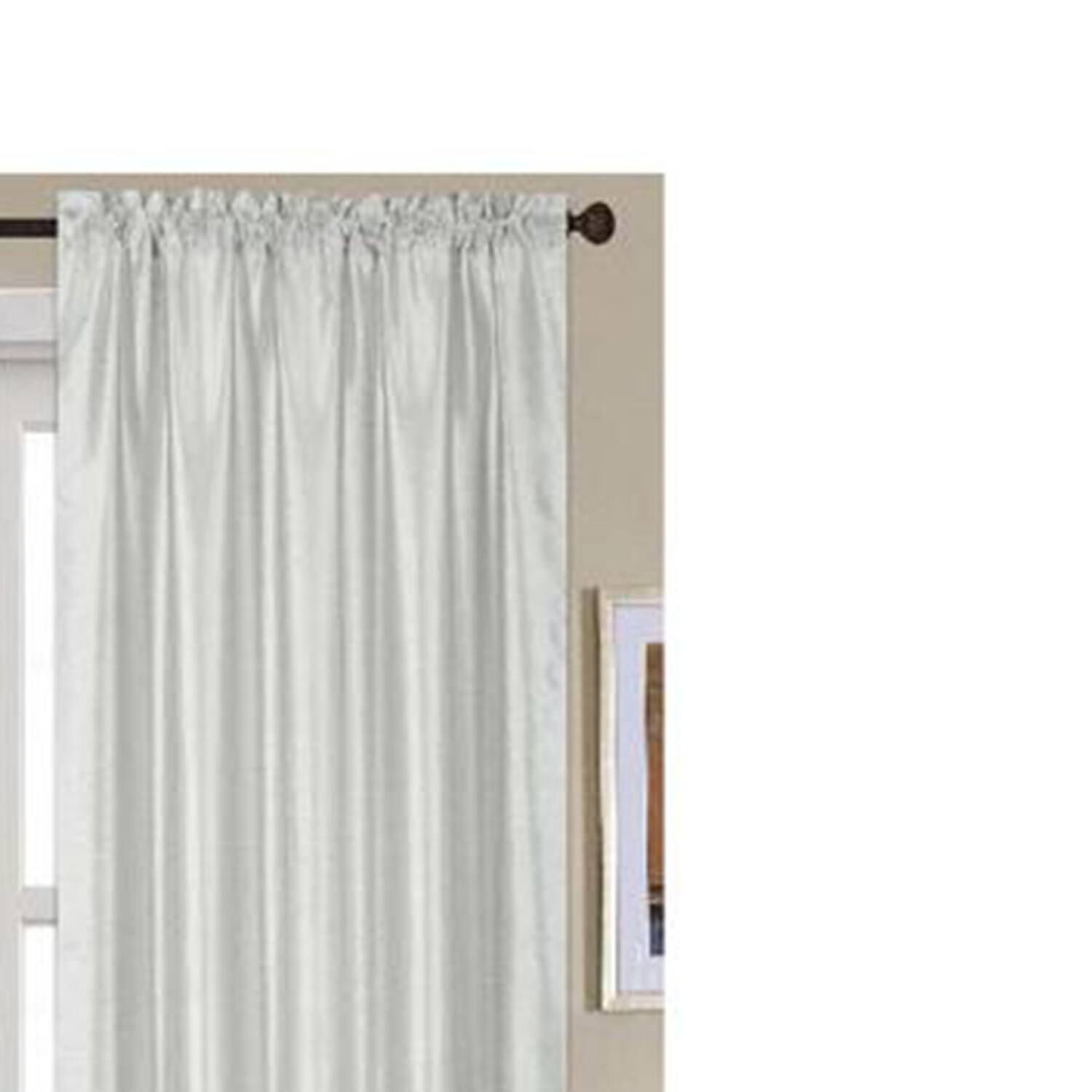 Left. RT Designers Collection - RT Designers Collection Nikki Faux Silk Rod Pocket Curtain Panel - 54 x 95 Silver - Silver.