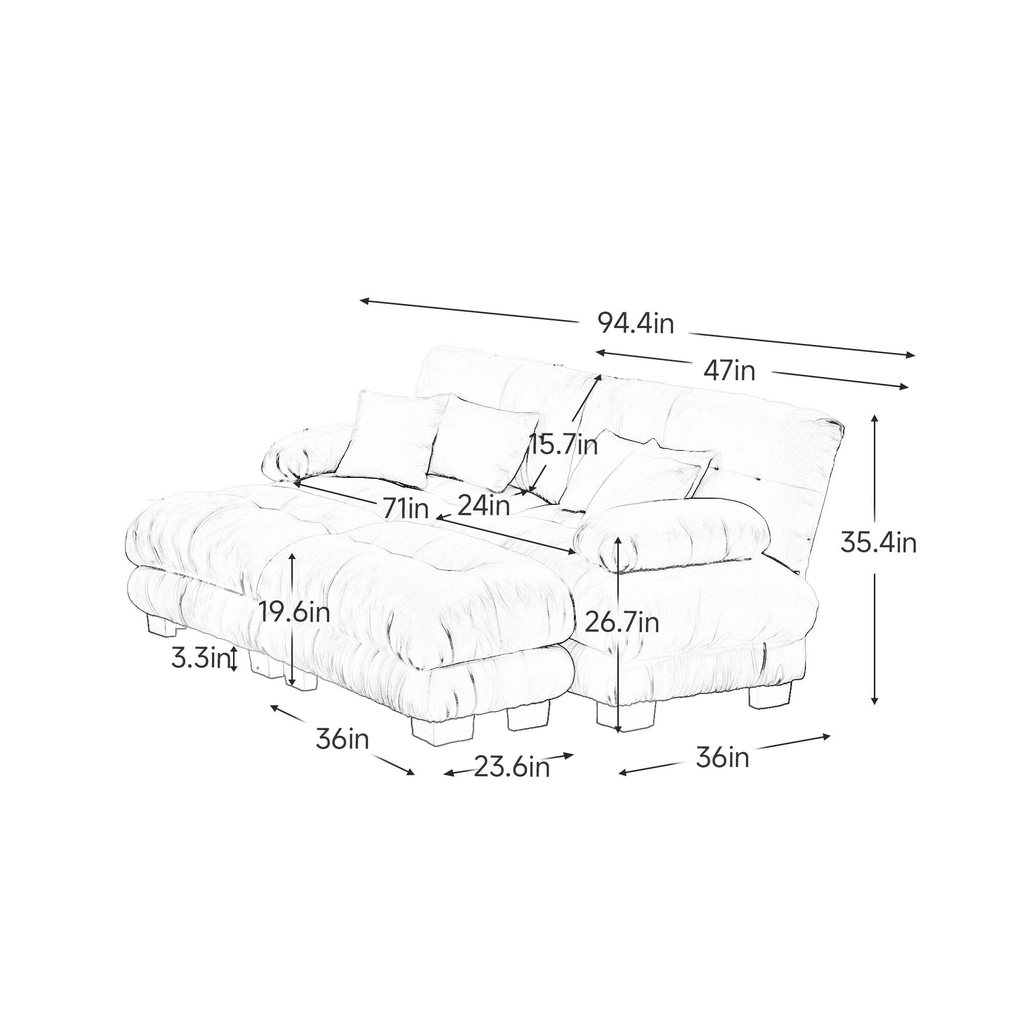 94.4in  
47in  
15.7in  
71in  
24in  
35.4in  
19.6in  
3.3in  
26.7in  
36in  
23.6in  
36in