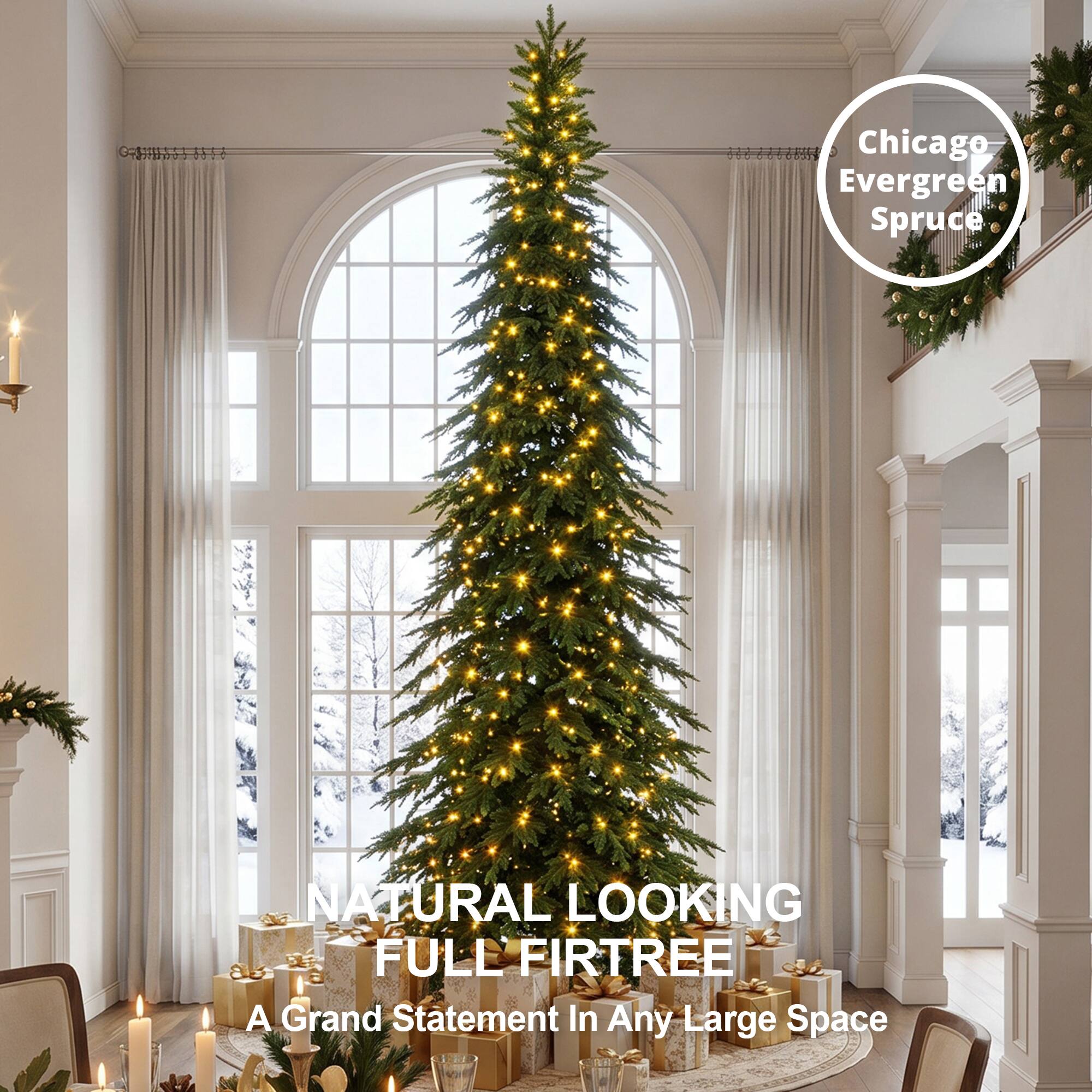 Chicago Evergreen Spruce  
NATURAL LOOKING FULL FIR TREE  
A Grand Statement In Any Large Space