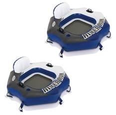 Front. Intex - River Run Connect Lounge Inflatable Floating Water Tube 2 pack - Blue.