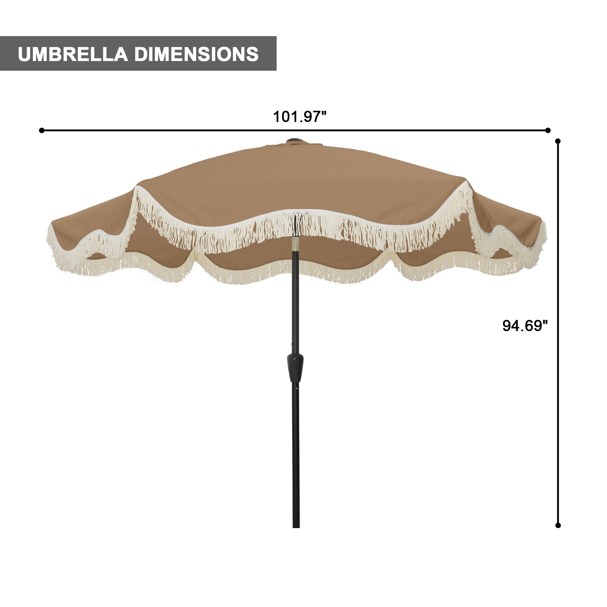 UMBRELLA DIMENSIONS  
101.97"  
94.69"