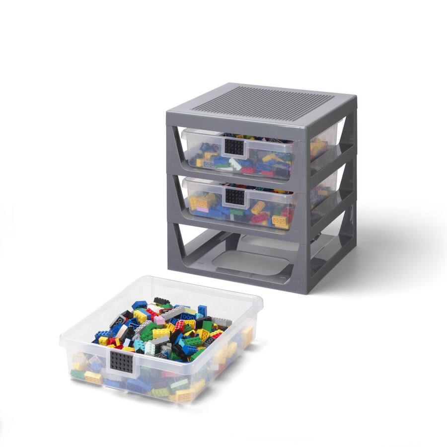 Room Copenhagen LEGO 3 Drawer Storage Rack System, Grey Collectibles ...