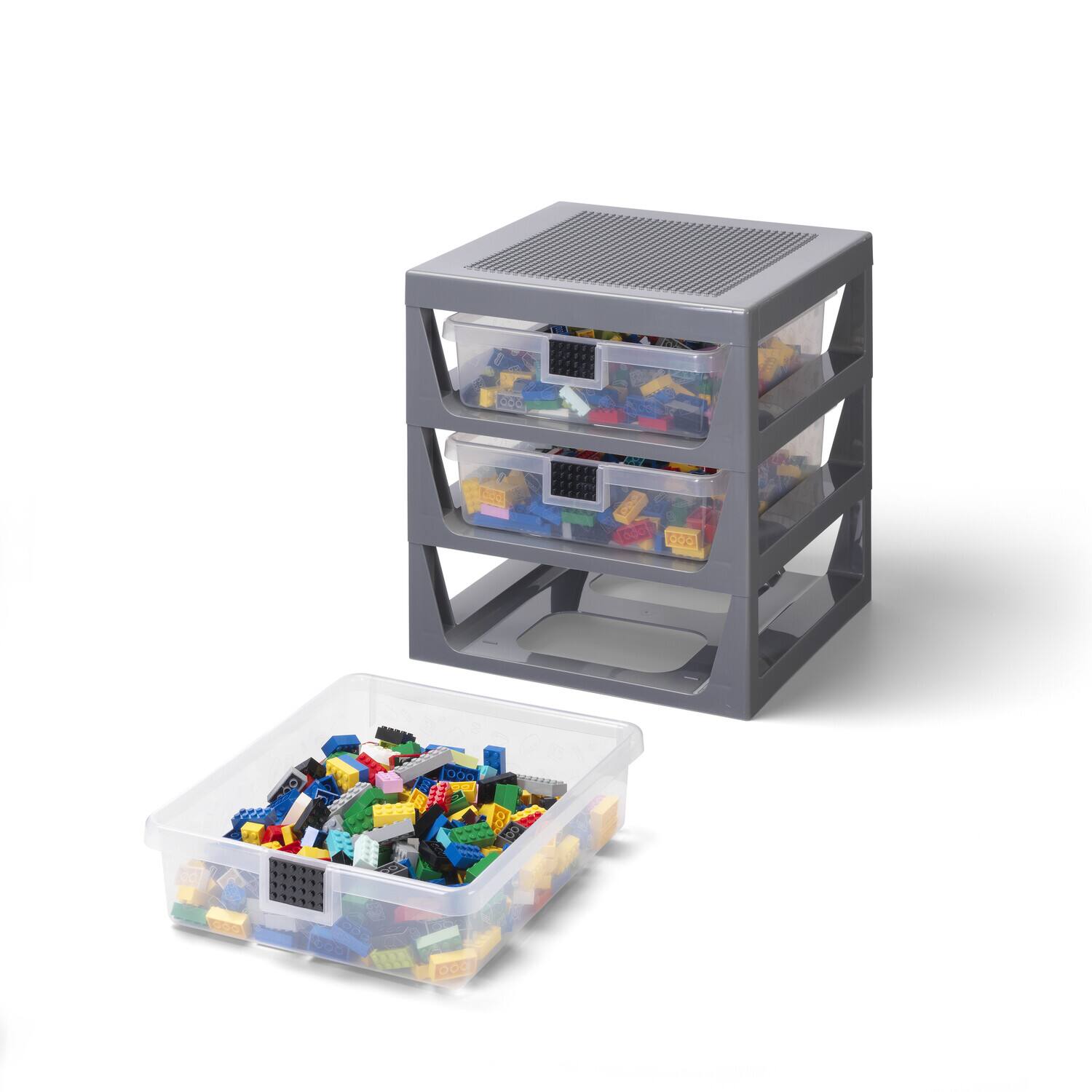Alt View 1. Room Copenhagen - LEGO 3-Drawer Storage Rack System, Grey   - Collectibles - Multicolor.