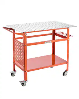 VEVOR - Welding Table, 40" x 24" Welding Workbench Table with 800LBS Static Weight Capacity, Movable Steel Work Bench - Orange