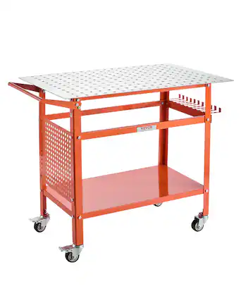 Front. VEVOR - Welding Table, 40" x 24" Welding Workbench Table with 800LBS Static Weight Capacity, Movable Steel Work Bench - Orange.