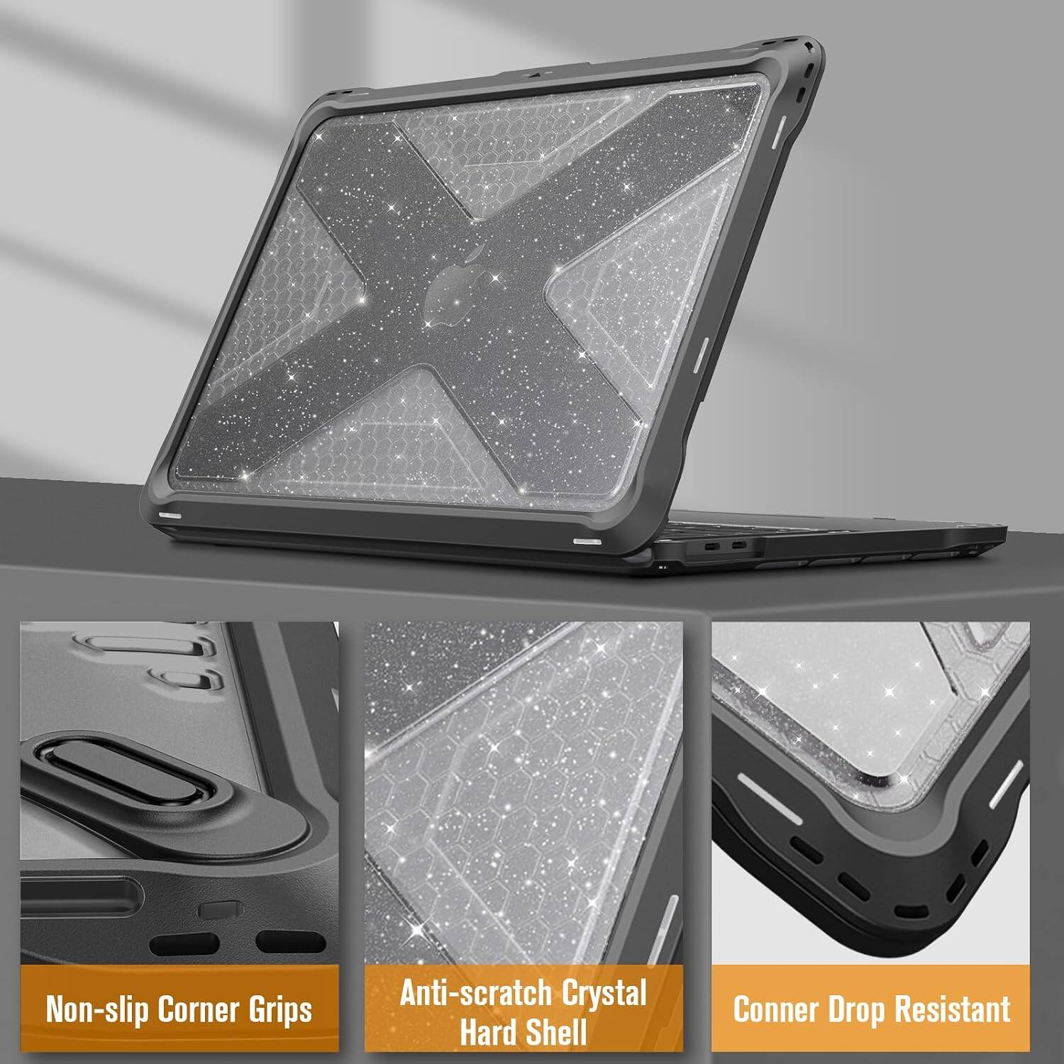 Non-slip Corner Grips  
Anti-scratch Crystal Hard Shell  
Corner Drop Resistant