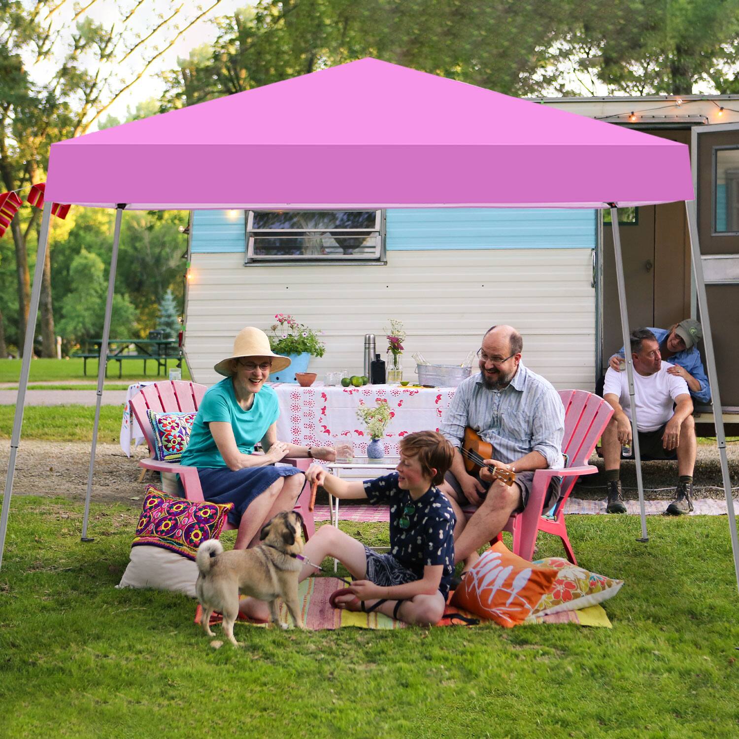 Back. Ainfox - Ainfox 10x10Ft Slant leg Pop Up Canopy Tent,Portable Instant Folding Shelter Gazebos - Pink.
