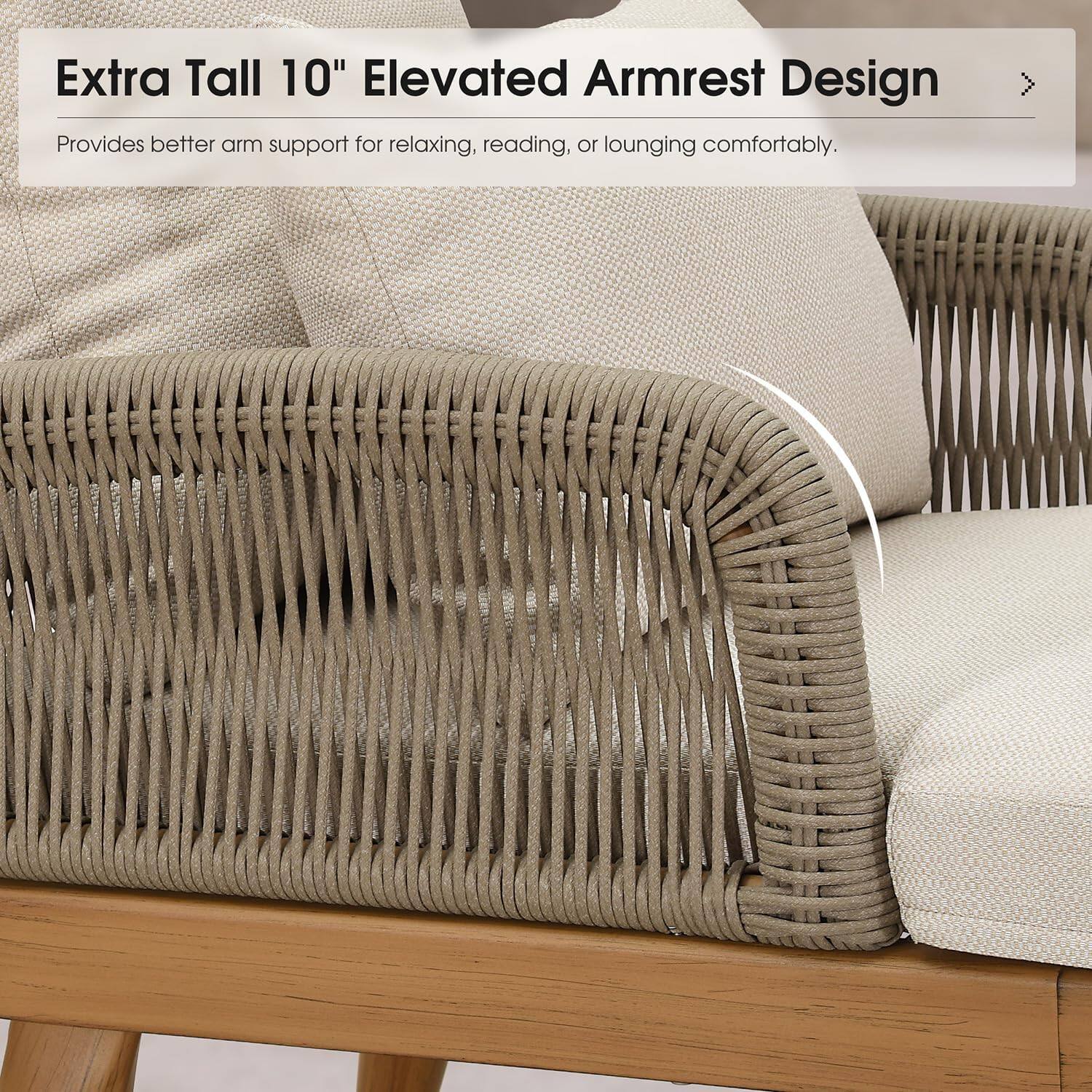 Extra Tall 10" Elevated Armrest Design  
Provides better arm support for relaxing, reading, or lounging comfortably.