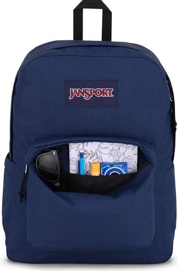 Left. JanSport - JanSport SuperBreak One Backpacks-Durable,Lightweight Bookbag with Front Utility Pocket-Premium Backpack School Bookbag - Navy.