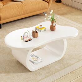 GOODSILO - Modern Cloud-Shaped Coffee Table with Curved Legs and Rounded Edges for Living Room or Apartment - White
