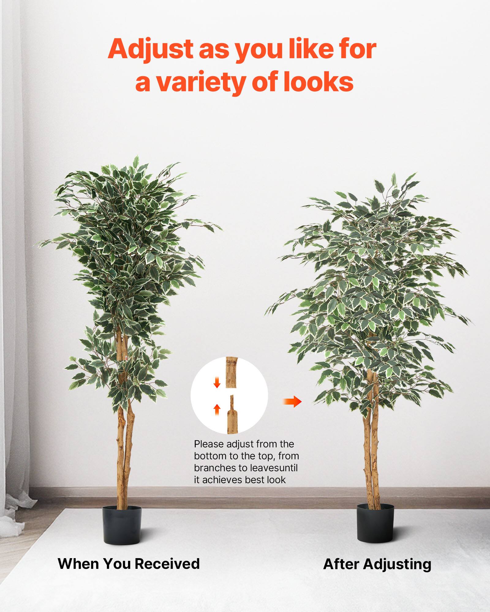 Adjust as you like for a variety of looks

Please adjust from the bottom to the top, from branches to leaves until it achieves best look

When You Received

After Adjusting