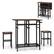 Front. Costway - 3 PCS Rolling Dining Table Set Extendable Kitchen Table 2 Stools with Wine Rack Rustic Brown - Rustic Brown and Black.