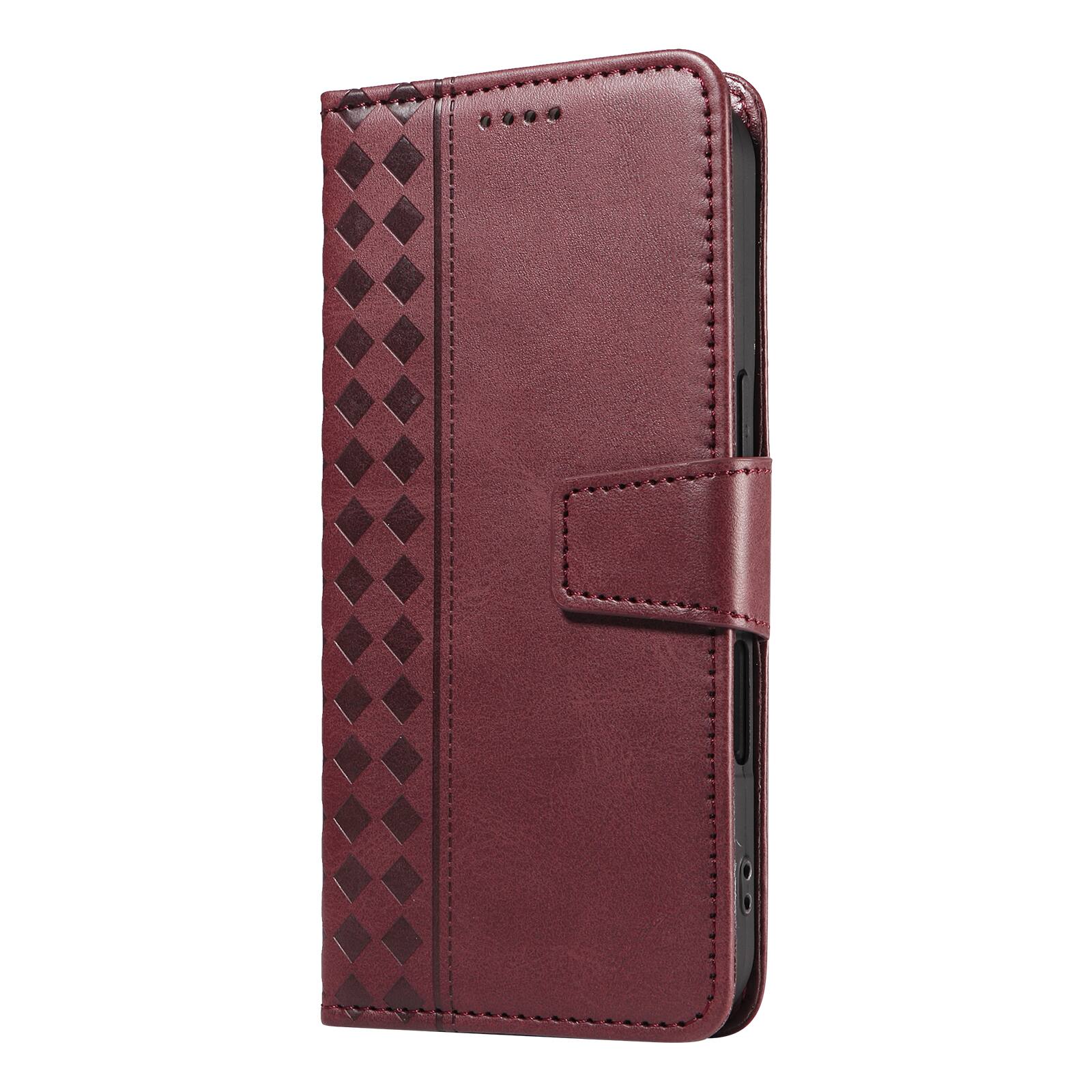 Alt View 8. Dteck - Magnetic Wallet Pocket Case For Apple iPhone 17 Pro, Shockproof Faux Leather Card Pocket Wrist Strap Cover - Red.