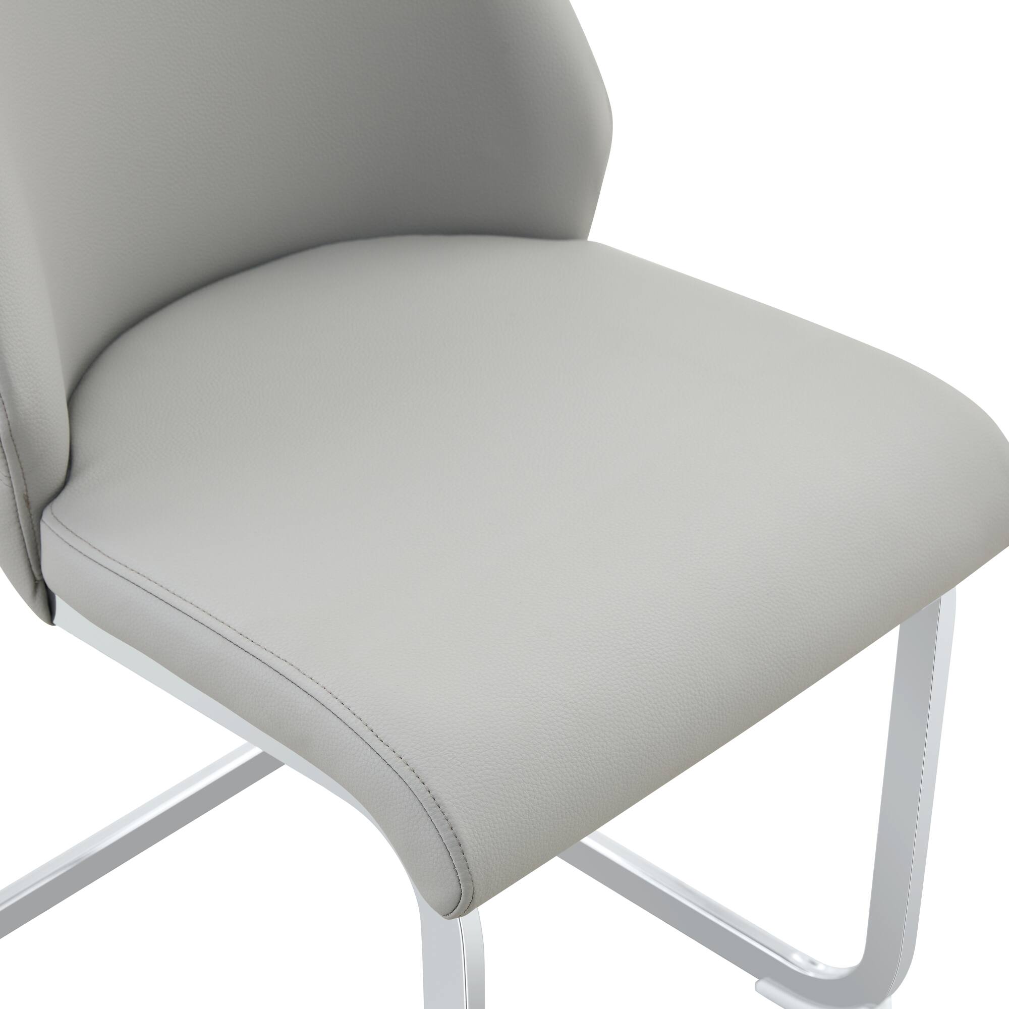 Alt View 7. GOODSILO - Set of 2 Modern Upholstered Dining Chairs with Elegant Metal Accents and High-Resilience Foam Cushions - Light Gray.