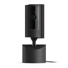 Front. Ring - Pan-Tilt Indoor Security Cam with 360° Horizontal Pan Coverage, Live View & Two-Way Talk, and HD Video - Black.