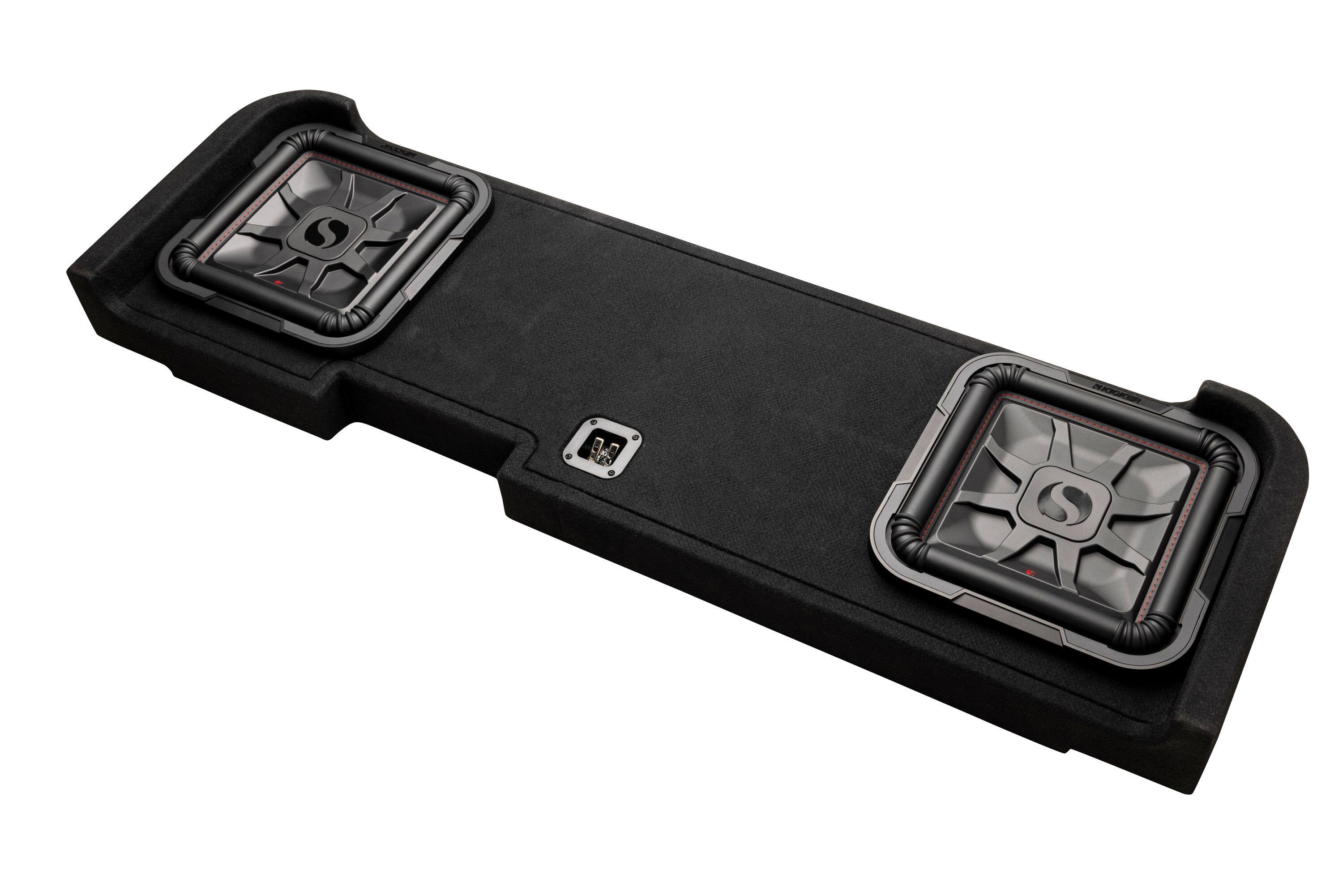 Alt View 2. KICKER - L7T Custom Fit Dual 10" 2-Ohm Down Firing Enclosure Subwoofer for Select Chevy Silverados/GMC Sierra Crew Cabs - Black.