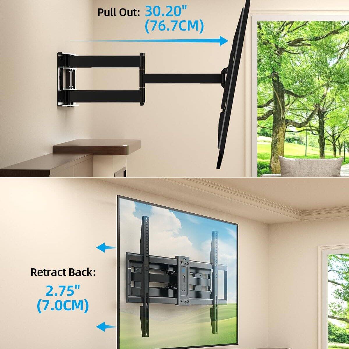 Pull Out: 30.20" (76.7CM)  
Retract Back: 2.75" (7.0CM)