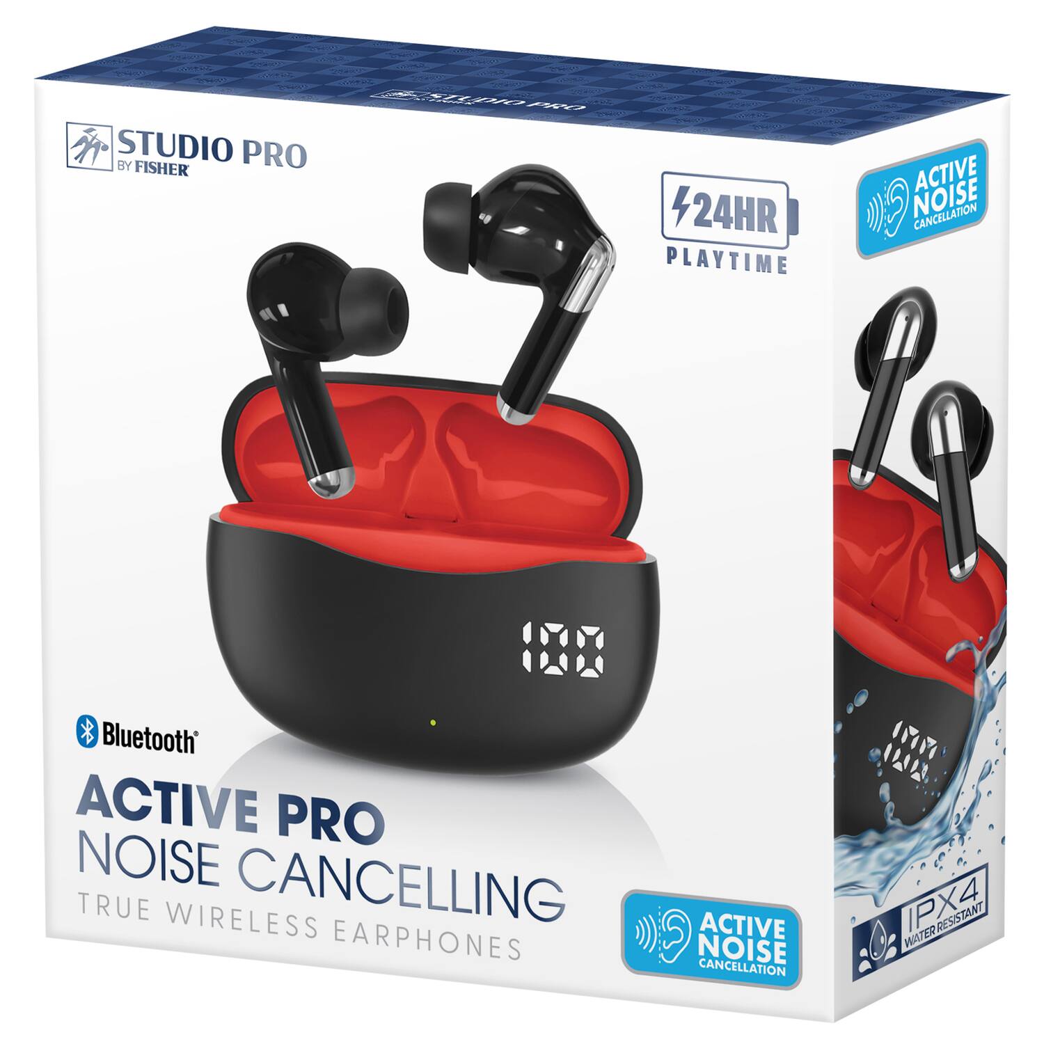 STUDIO PRO BY FISHER

24HR PLAYTIME

ACTIVE NOISE CANCELLATION

Bluetooth

ACTIVE PRO NOISE CANCELLING

TRUE WIRELESS EARPHONES

IPX4 WATER RESISTANT