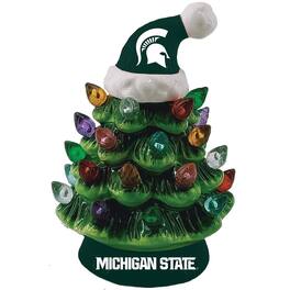 Evergreen Enterprises - Michigan State Spartans 8" Light Up Ceramic LED Christmas Tree - Multicolor