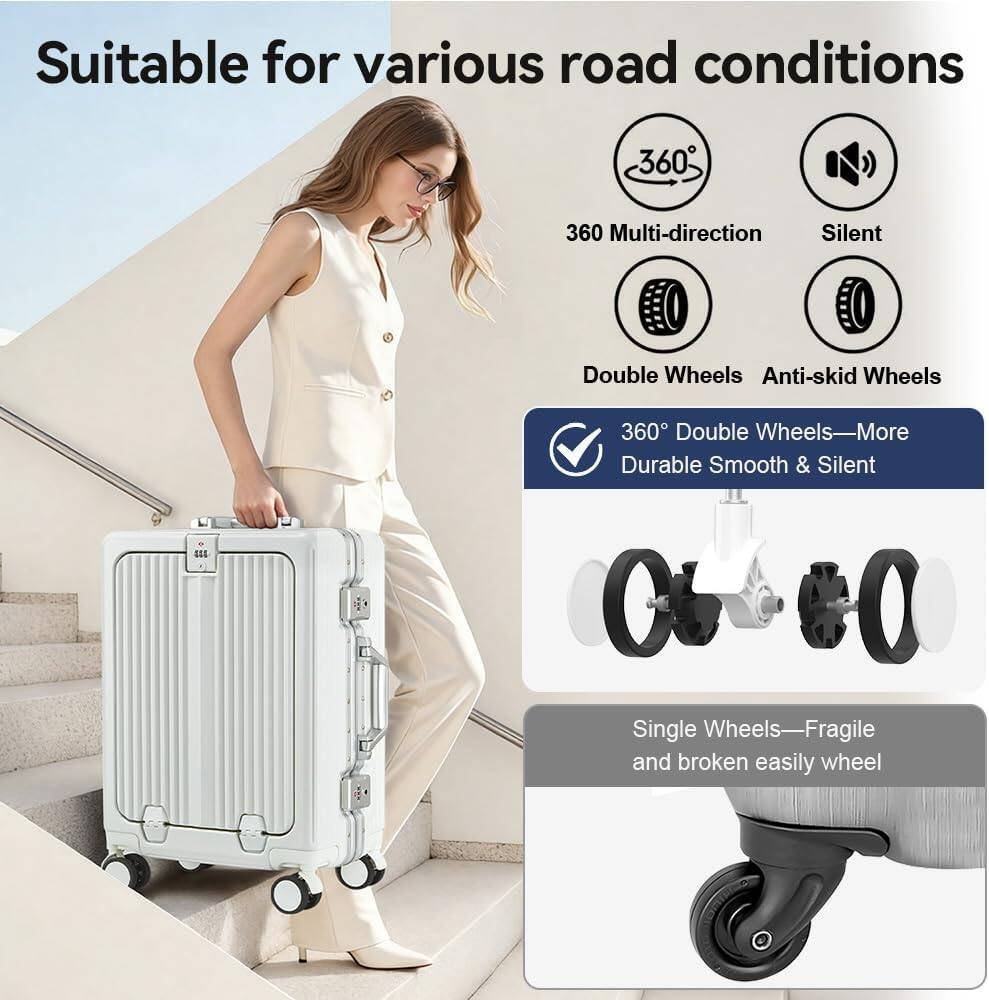 Suitable for various road conditions

360° Multi-direction
Silent
Double Wheels
Anti-skid Wheels

360° Double Wheels—More Durable, Smooth & Silent

Single Wheels—Fragile and broken easily wheel