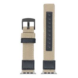 StrapsCo - Rugged Canvas Watch Band Strap For Apple Watch - 44mm/45mm/46mm/49mm (Long) - Tan (Silver Hardware)
