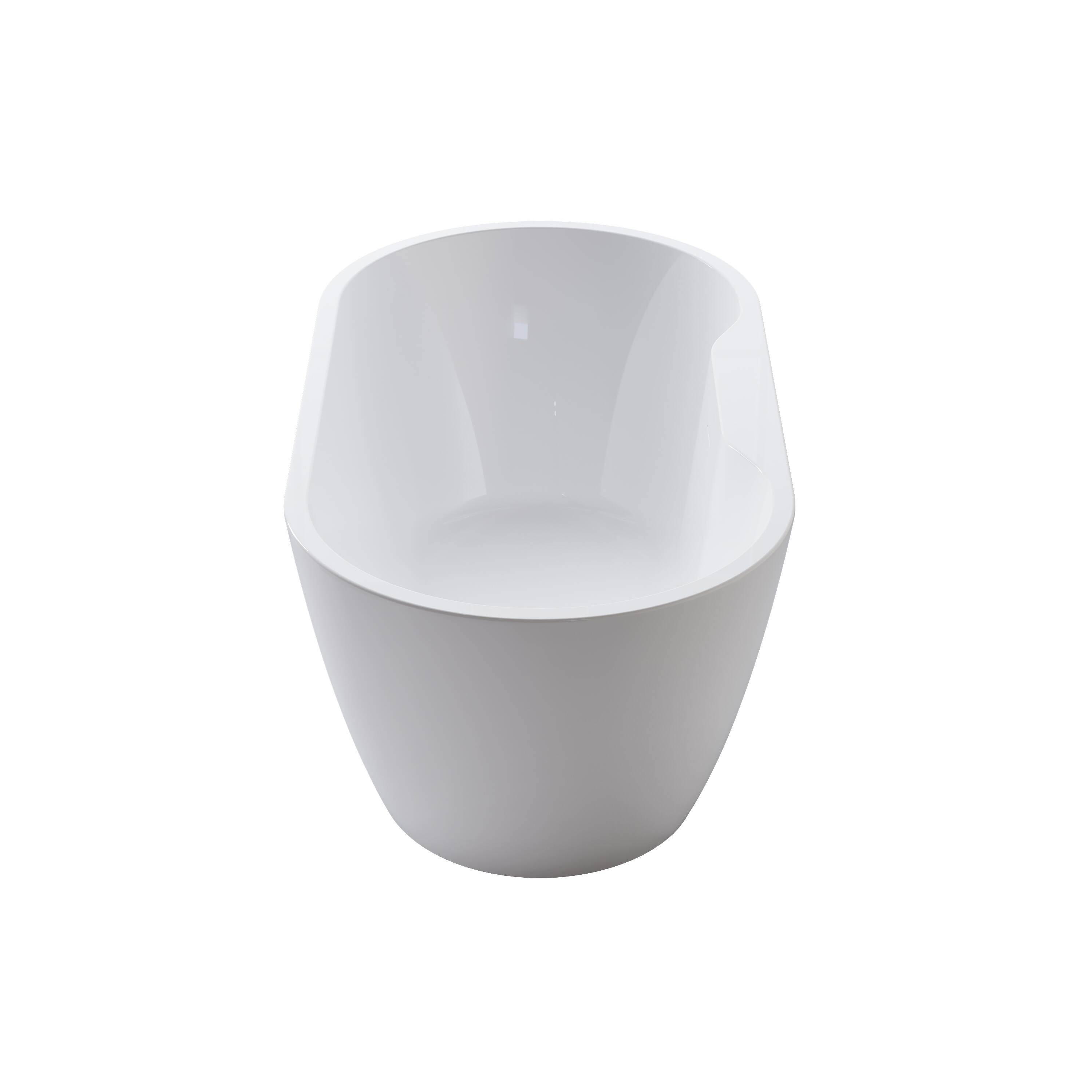 Alt View 9. WELLFOR - Nava 57 in. x 29.5 in. Acrylic Oval Freestanding Soaking Bathtub with Center Drain and Widened Deck for Storage - White.