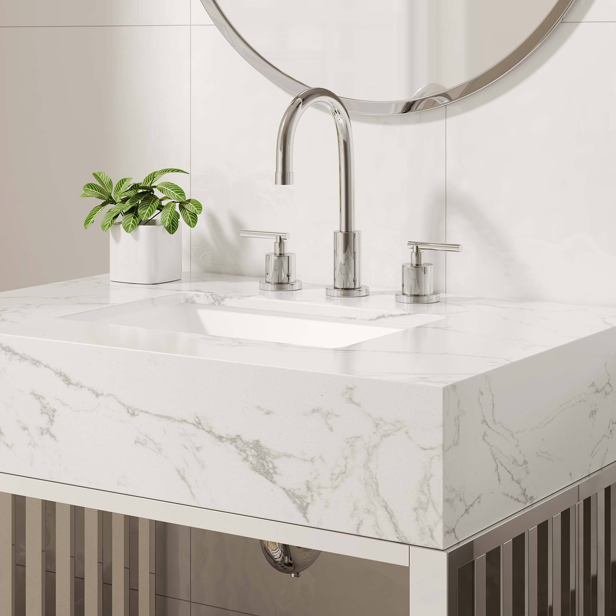 Back. Modway - Gridiron Bathroom Vanity Basin Included by Modway - White Silver.