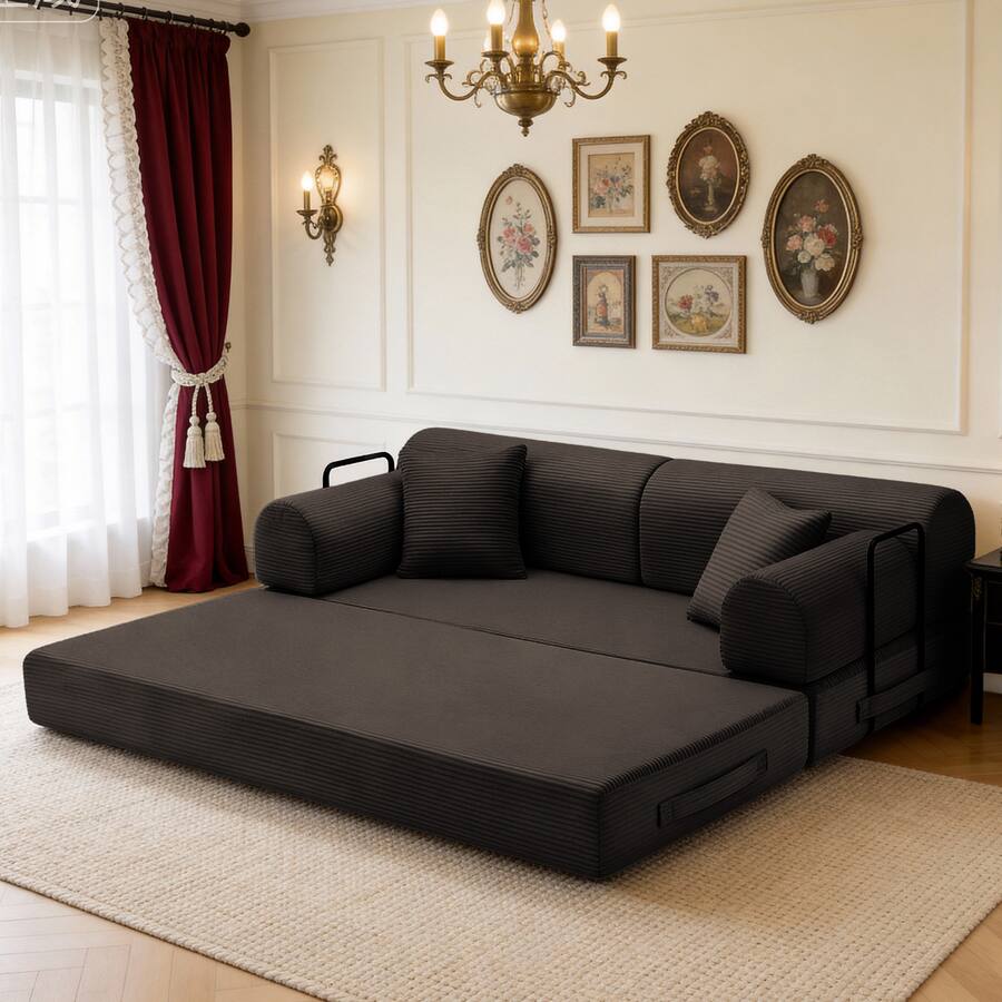 Convertible Frame Anysun Corduroy Convertible Sleeper Sofa Bed Folding Mattress Couch ...